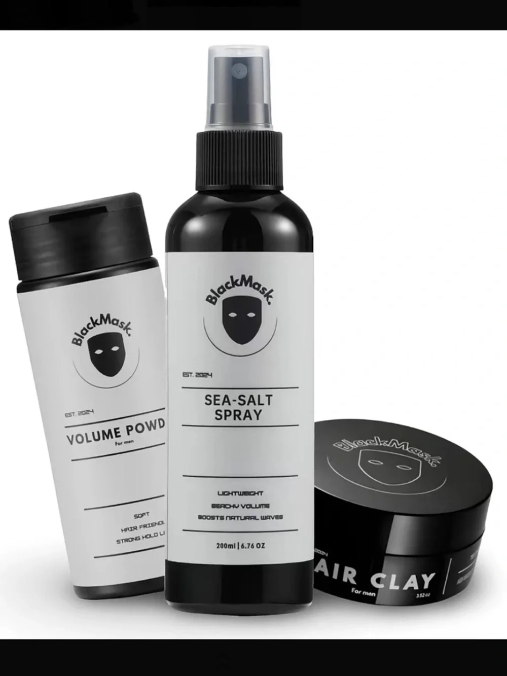 BlackMask Sea-Salt Spray & Styling Trio in Black and White New in box